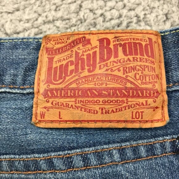 LUCKY BRAND Mens Size 34x28 Short Straight Leg 165 100% Cotton Blue Denim Jeans - Picture 5 of 16